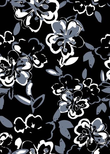 458282-黑白木刻效果花朵