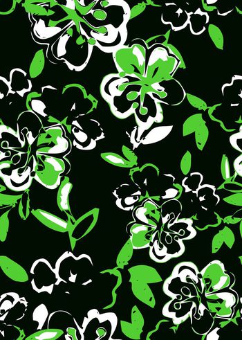 458283-黑白木刻效果花朵