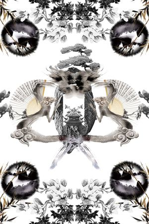 水墨印花华亿平台图片