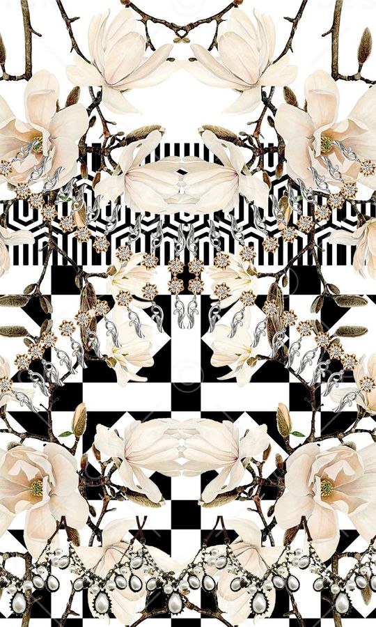 白色玉兰花印花华亿平台图片