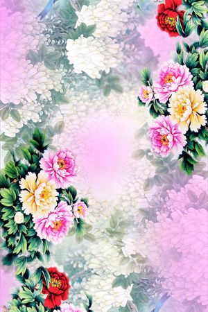 花 牡丹 花卉印花华亿平台图片