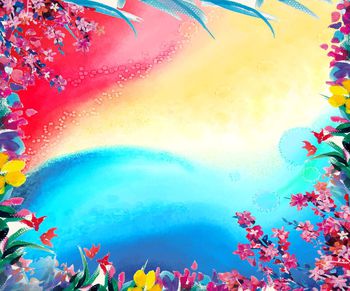 花卉 彩色 围巾印花华亿平台图片