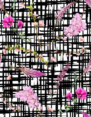 459010-简单清新折枝花卉笔触纹理组合女装衬