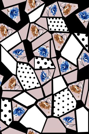 几何拼接印花华亿平台图片