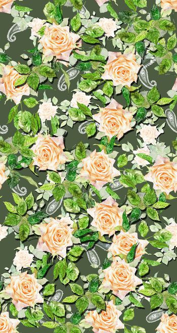 水彩花卉印花华亿平台图片