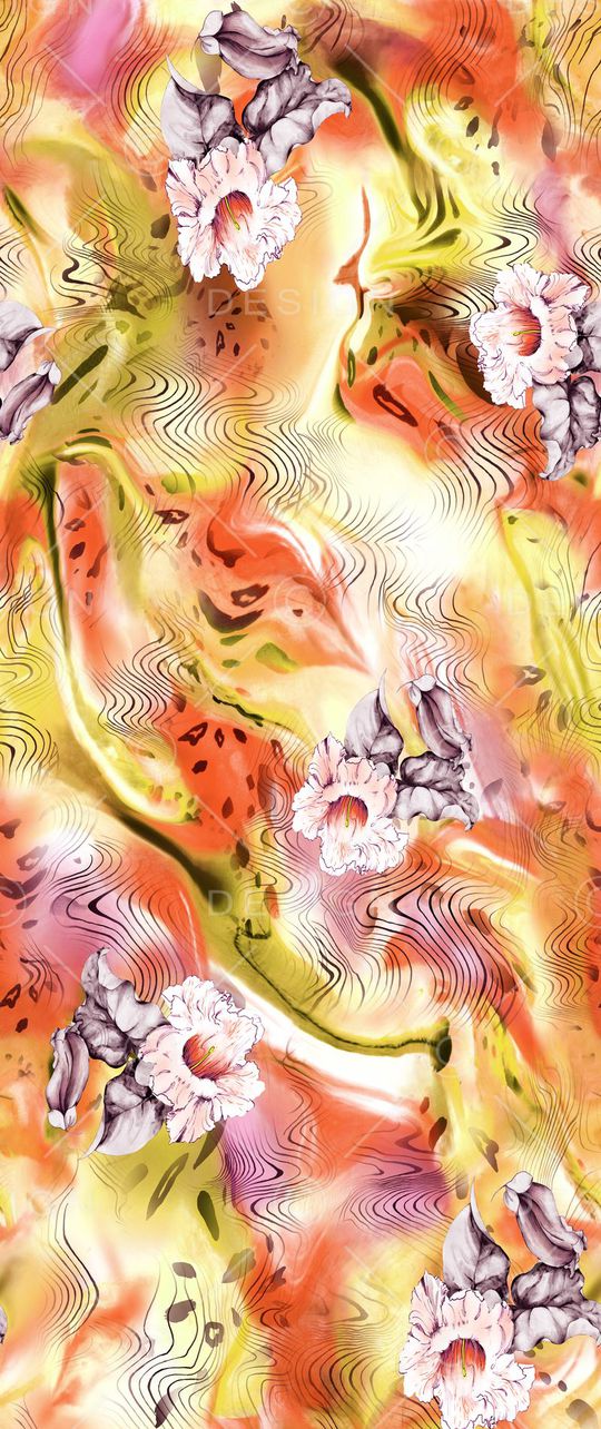 高山上的花朵印花华亿平台图片