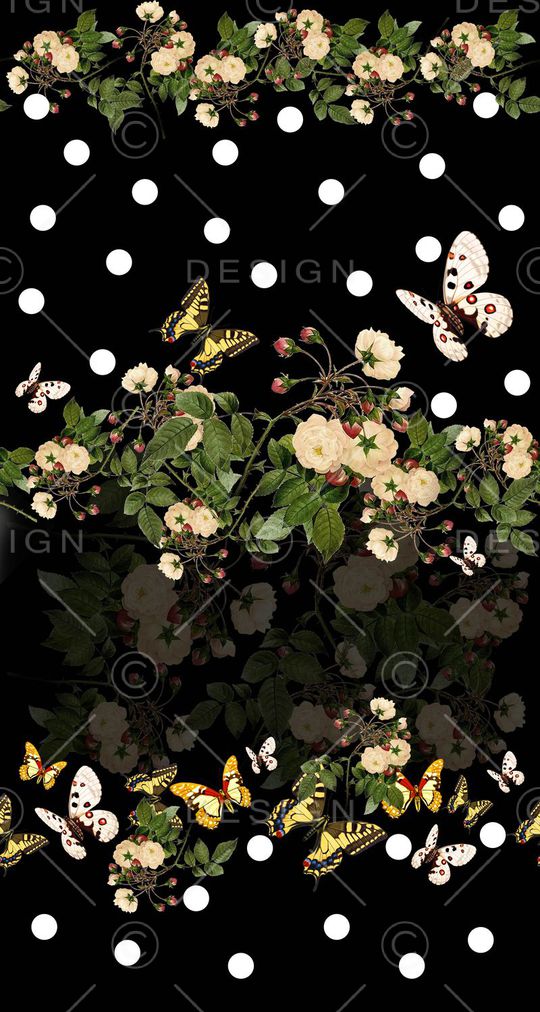 花卉 蝴蝶 波点印花华亿平台图片