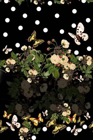 花卉 蝴蝶 波点印花华亿平台图片