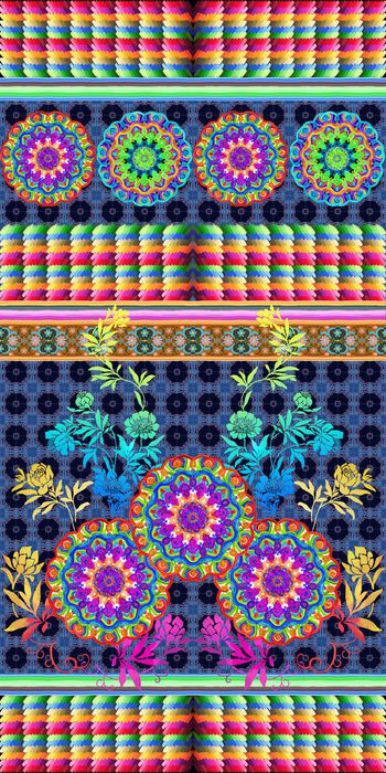 459808-民族风手绘部落彩色图腾花卉剪影大牌