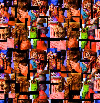 459826- 欧美流行时尚抽象手绘动物纹人头男