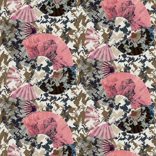 扇子 条纹印花华亿平台图片