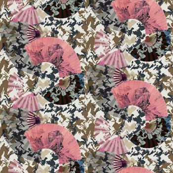 扇子 条纹印花华亿平台图片