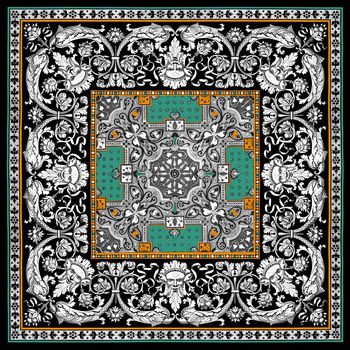 460006-欧式宫廷风巴洛克卷草纹神像黑白色调