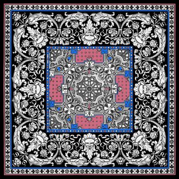 460007-欧式宫廷风巴洛克卷草纹神像黑白色调