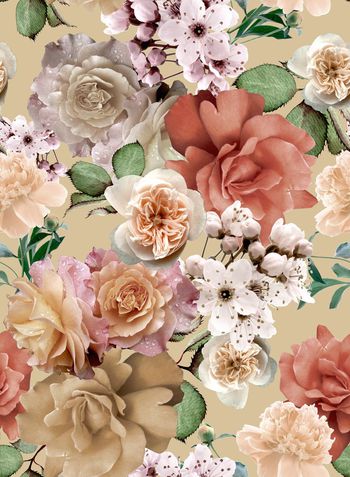 460179-复古怀旧沙发布华亿平台写实花卉