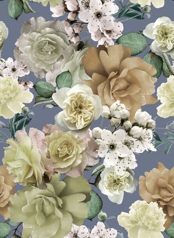 460180-复古怀旧沙发布华亿平台写实花卉