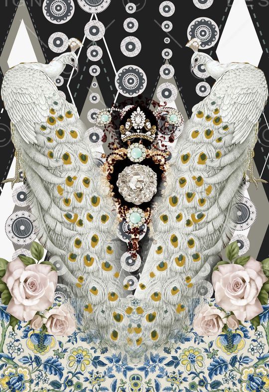 白孔雀印花华亿平台图片