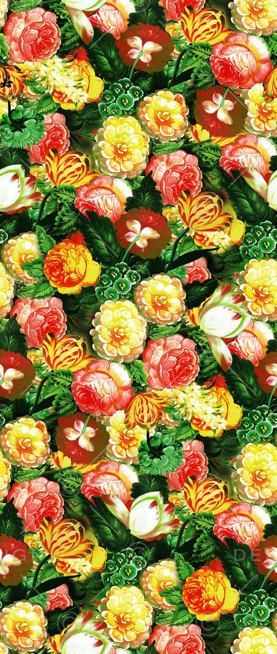 玫瑰油画印花华亿平台图片