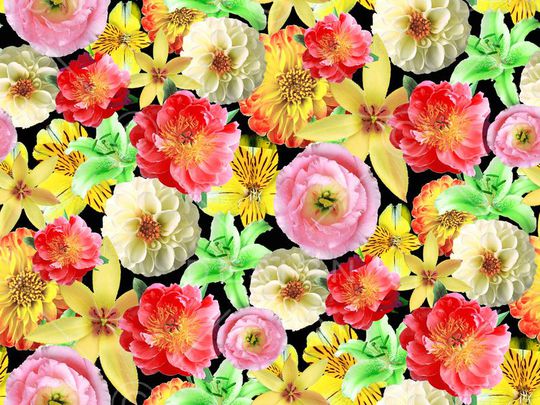 满版花卉印花华亿平台图片