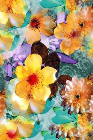 水彩花卉印花华亿平台图片