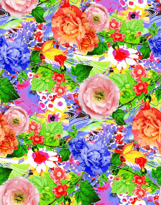 幻彩花卉印花华亿平台图片