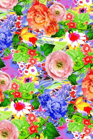 幻彩花卉印花华亿平台图片