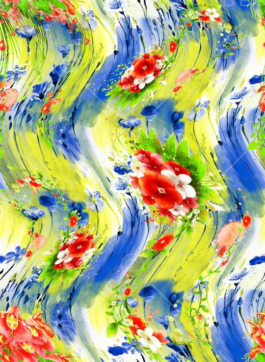 幻彩花卉印花华亿平台图片