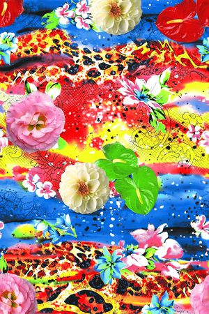 幻彩花卉印花华亿平台图片