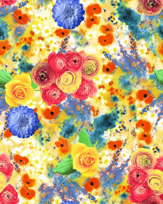 幻彩花卉印花华亿平台图片