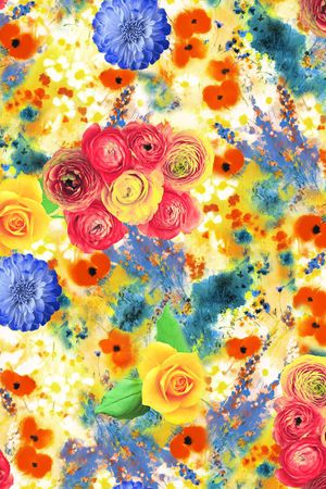 幻彩花卉印花华亿平台图片