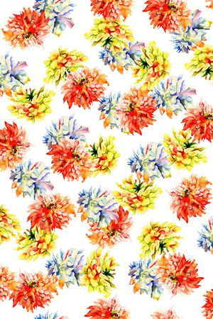 手绘水彩花卉印花华亿平台图片
