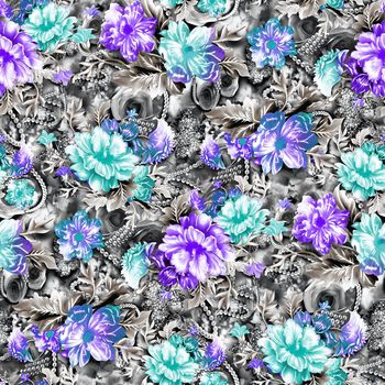 绚丽花卉印花华亿平台图片