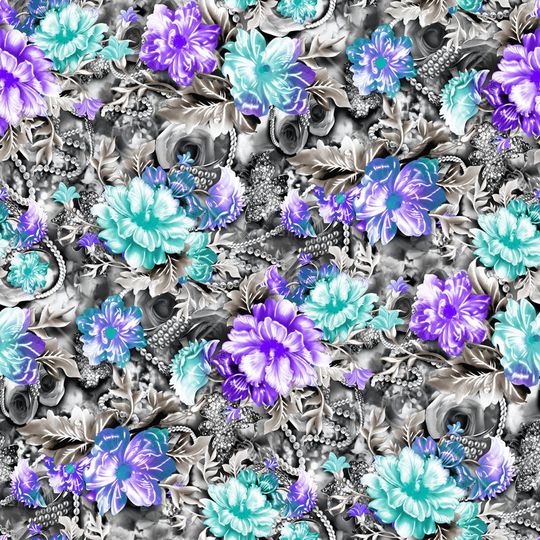 绚丽花卉印花华亿平台图片