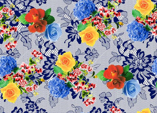 绚丽花卉印花华亿平台图片