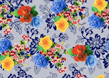 绚丽花卉印花华亿平台图片