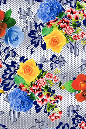 绚丽花卉印花华亿平台图片