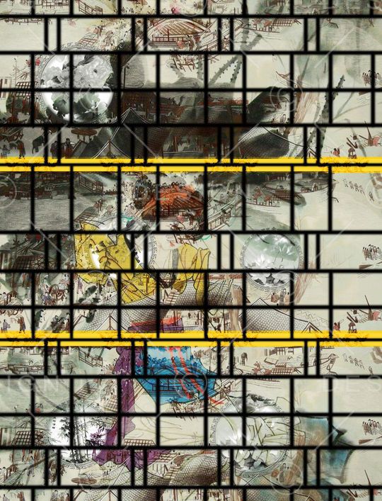 仕女图印花华亿平台图片