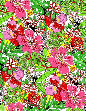 抽象花卉印花华亿平台图片