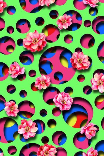 461019-3D效果几何远圆点花卉组合