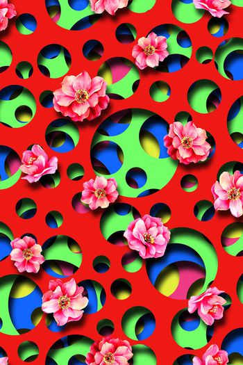 461021-3D效果几何远圆点花卉组合