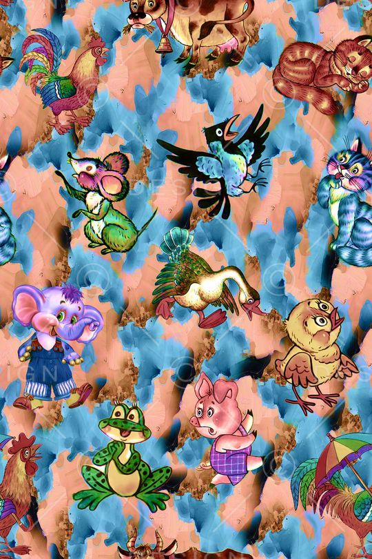 动物世界印花华亿平台图片