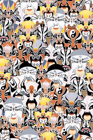 京剧脸谱印花华亿平台图片