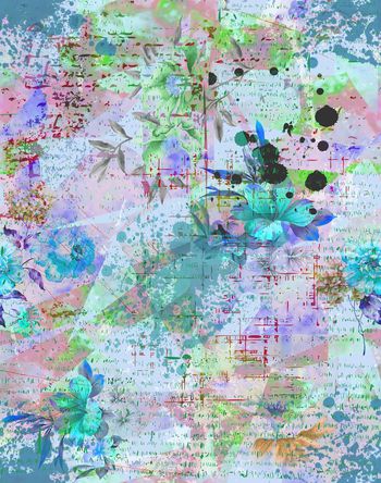 461073-复古  花卉 拼贴 数码