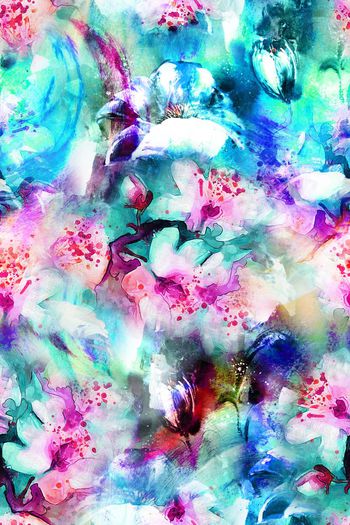 461313-水彩 花卉 肌理 数码 服装