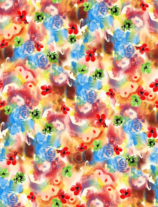 抽象花卉印花华亿平台图片