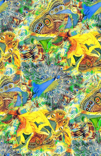 孔雀印花华亿平台图片