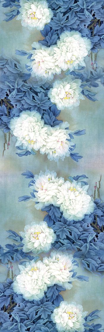 蓝白色调印花华亿平台图片