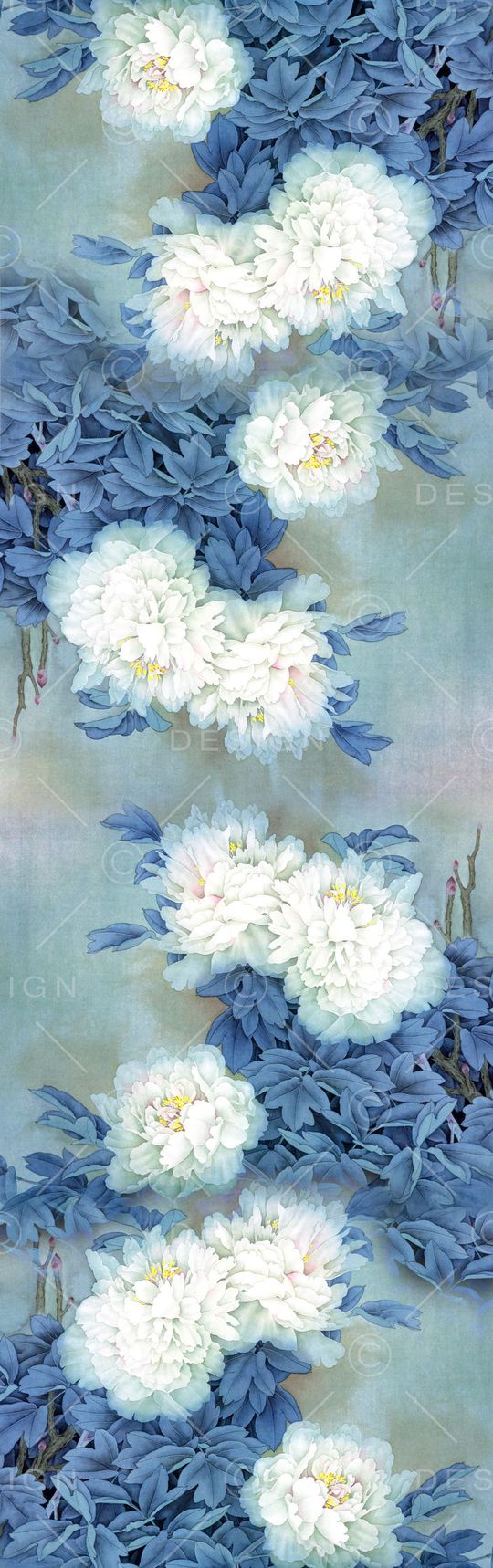 蓝白色调印花华亿平台图片