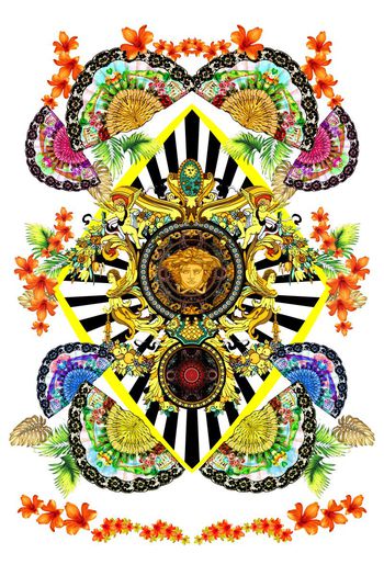 461722-欧式风格扇子几何花卉服装华亿平台