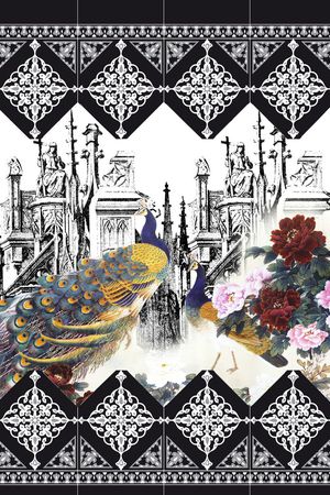 复古手绘印花华亿平台图片